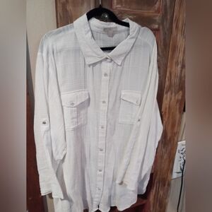 Woman Within Textured White Blouse